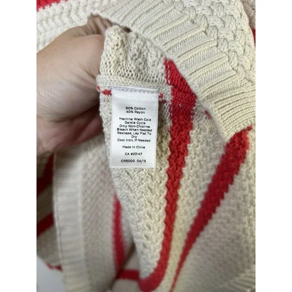 Talbots Pink White Stripes Crew Neck Sweater Top Long Sleeves Size Large - Picture 4 of 9